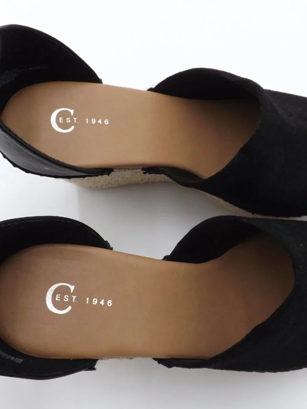 Cest 1946 Sandals Women's Size 9 Black/Tan Platform Wedge Ankle Strap Open Toe